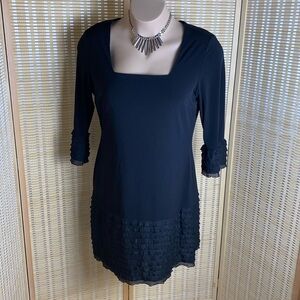 🔶Morgan Mc Feeters| Black Dress 3/4 Sleeves Ruffles on Sleeves & Hemline Size 16